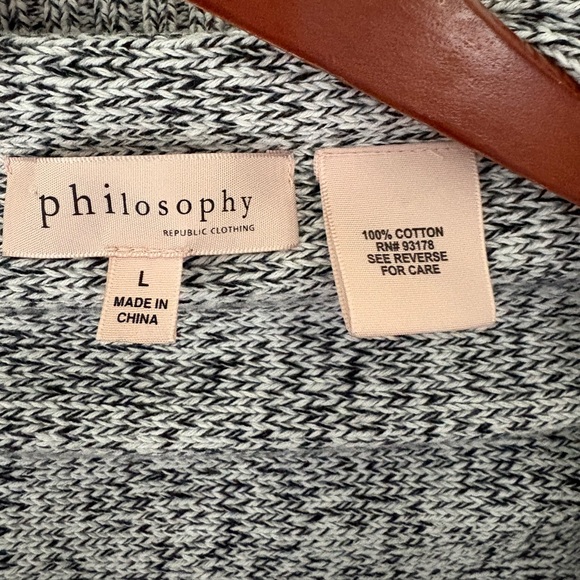 HP🎉 Philosophy Open-Front Draped Cardigan Women's Cotton Marled Sweater Size L - Picture 6 of 7